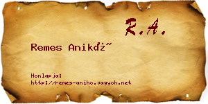 Remes Anikó névjegykártya
